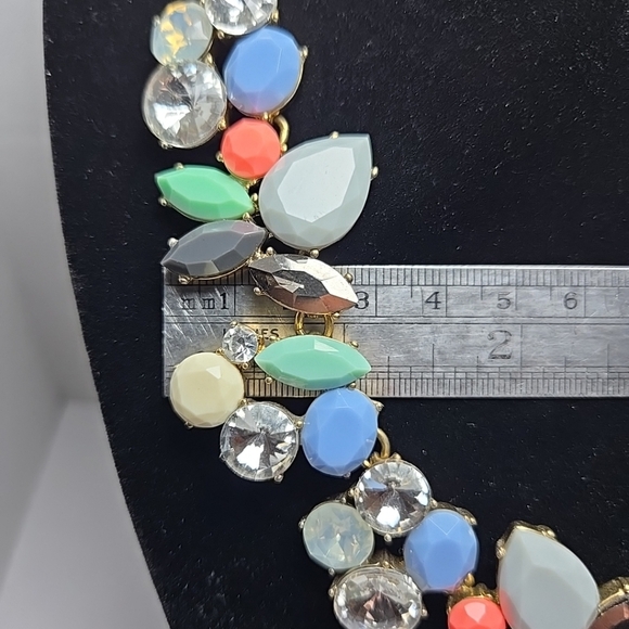 J Crew Crystal Gold Colorful Gemstone Collage Statement Bib Necklace - Picture 5 of 8